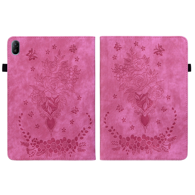 For Huawei MatePad SE 11 2024 Butterfly Rose Embossed Leather Tablet Case(Rose Red) - Huawei by buy2fix | Online Shopping UK | buy2fix