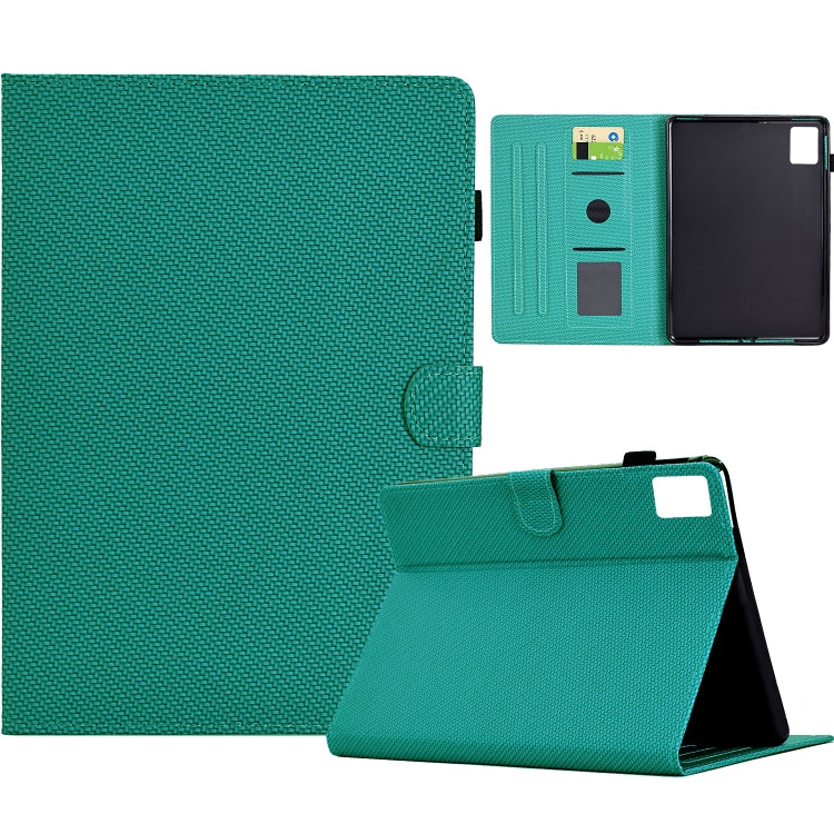 For Lenovo Tab M11 / Xiaoxin Pad 2024 Solid Color Fiber Texture Smart Tablet Leather Case(Lake Green) - Lenovo by buy2fix | Online Shopping UK | buy2fix