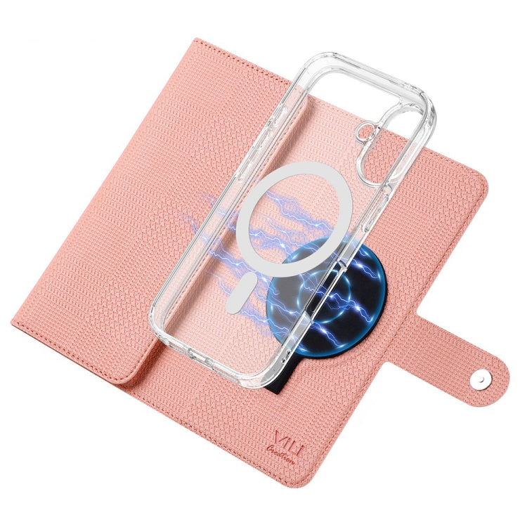 For iPhone 16 ViLi GHA-C Series RFID MagSafe Magnetic Flip Leather Phone Case(Pink) - iPhone 16 Cases by ViLi | Online Shopping UK | buy2fix