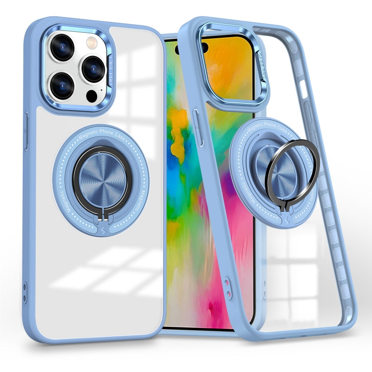 For iPhone 16 Pro Magnetic Rotating Ring Holder Phone Case(Light Blue) - iPhone 16 Pro Cases by buy2fix | Online Shopping UK | buy2fix