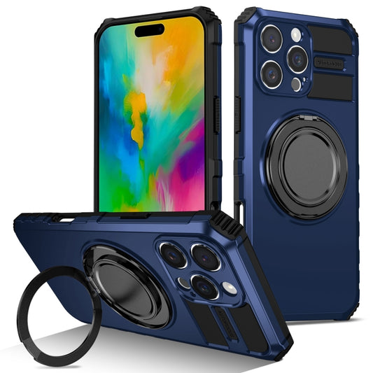 For iPhone 16 Pro Max Rotating Magnetic Holder Phone Case(Royal Blue) - iPhone 16 Pro Max Cases by buy2fix | Online Shopping UK | buy2fix