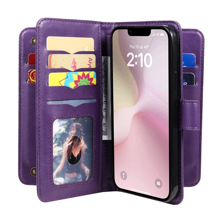 For iPhone SE 2024 Multi-Function Wallet 10 Card Slots Leather Phone Case(Violet) - More iPhone Cases by buy2fix | Online Shopping UK | buy2fix