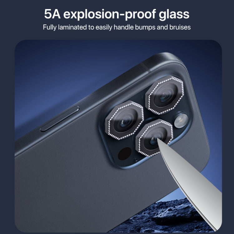 For iPhone 16 Pro / 16 Pro Max HD Lens Protective Film with Diamond(Dark Blue) - iPhone 16 Pro Max Tempered Glass by buy2fix | Online Shopping UK | buy2fix