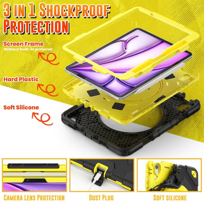 For iPad Air 11 2024 Spider Rotation Handle Silicone Hybrid PC Tablet Case(Black Yellow) - iPad Air 11 2024 Cases by buy2fix | Online Shopping UK | buy2fix