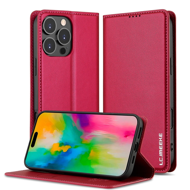 For iPhone 16 Pro LC.IMEEKE L1 Series Frosted Fine Texture PU Phone Case(Red) - iPhone 16 Pro Cases by LC.IMEEKE | Online Shopping UK | buy2fix