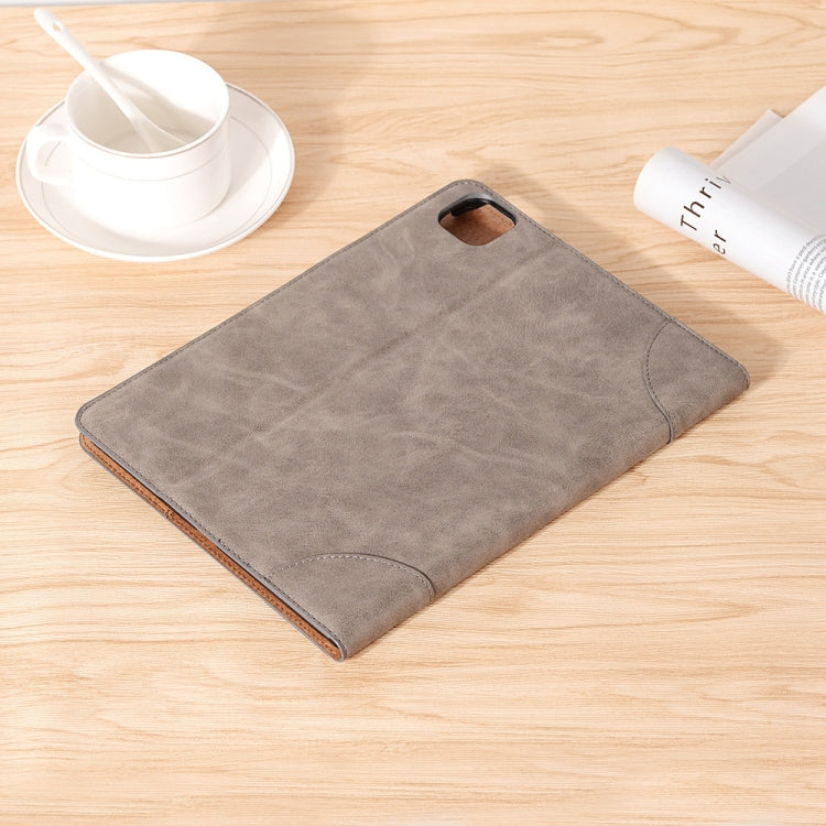 Retro Book Style Leather Tablet Case For iPad Pro 13 2024(Grey) - iPad Pro 13 2024 Cases by buy2fix | Online Shopping UK | buy2fix