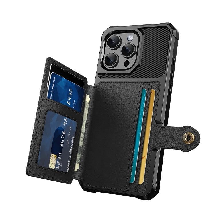 For iPhone 16 Pro Magnetic Wallet Card Bag Leather Phone Case(Black) - iPhone 16 Pro Cases by buy2fix | Online Shopping UK | buy2fix