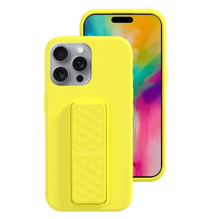 For iPhone 16 Pro Liquid Silicone Holder Phone Case(Yellow) - iPhone 16 Pro Cases by buy2fix | Online Shopping UK | buy2fix