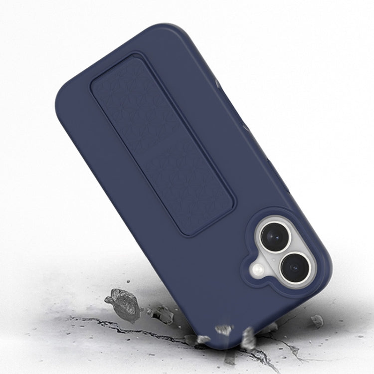 For iPhone 16 Plus Liquid Silicone Holder Phone Case(Midnight Blue) - iPhone 16 Plus Cases by buy2fix | Online Shopping UK | buy2fix