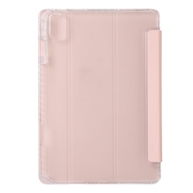 For Huawei Matepad SE 11 2024 Clear Acrylic 3-Fold Leather Tablet Case(Pink) - Huawei by buy2fix | Online Shopping UK | buy2fix