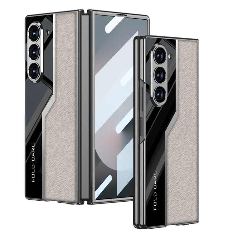 For Samsung Galaxy Z Fold6 GKK Integrated Plating TPU + Leather Supercar Full Coverage Phone Case(Titanium Grey) - Galaxy Z Fold6 5G Cases by GKK | Online Shopping UK | buy2fix