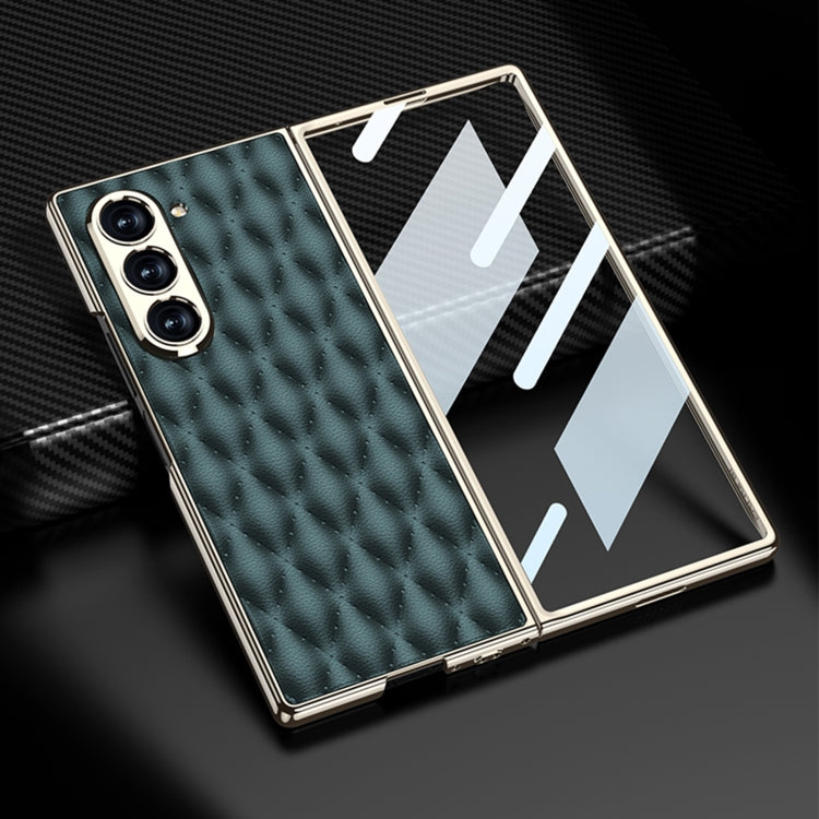 For Samsung Galaxy Z Fold6 GKK Integrated Plating Leather Rhombus Texture Full Coverage Phone Case(Titanium Grey) - Galaxy Z Fold6 5G Cases by GKK | Online Shopping UK | buy2fix