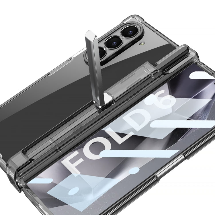 For Samsung Galaxy Z Fold6 GKK Integrated Airbag Hinge Full Coverage Phone Case with Holder / Pen Box, Not Included Pen(Transparent) - Galaxy Z Fold6 5G Cases by GKK | Online Shopping UK | buy2fix