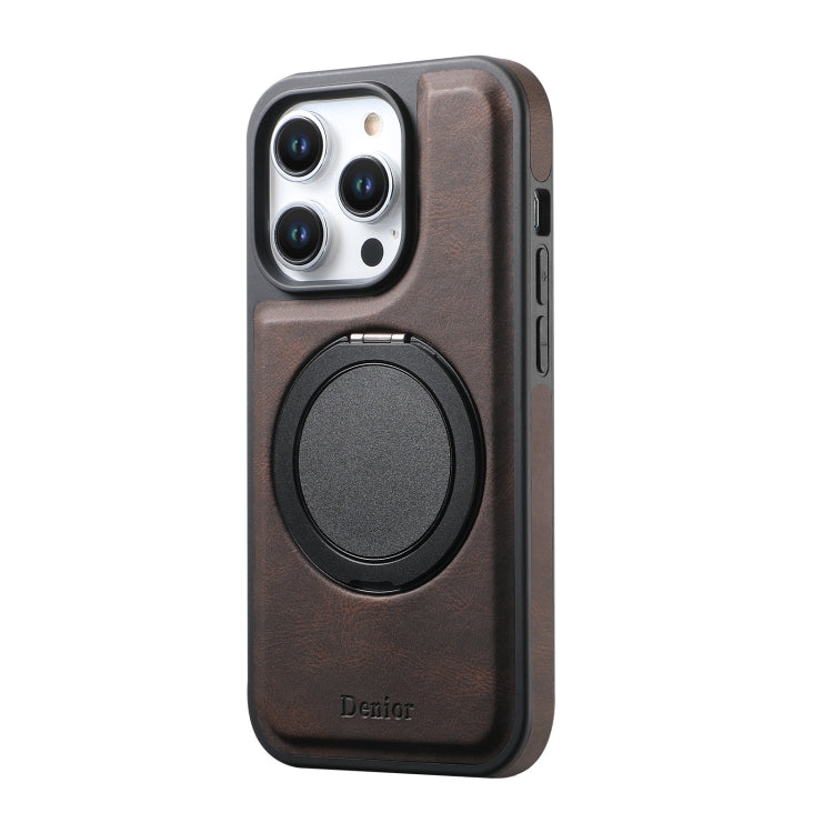 For iPhone 15 Plus / 14 Plus Denior A14 Skin Feel Rotating Holder MagSafe Phone Case(Brown) - iPhone 15 Plus Cases by Denior | Online Shopping UK | buy2fix