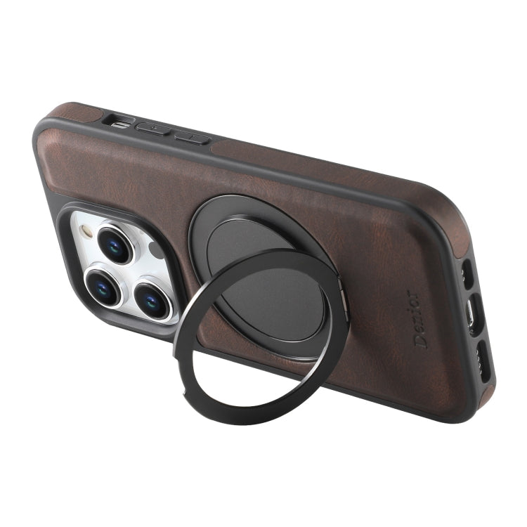 For iPhone 15 Plus / 14 Plus Denior A14 Skin Feel Rotating Holder MagSafe Phone Case(Brown) - iPhone 15 Plus Cases by Denior | Online Shopping UK | buy2fix