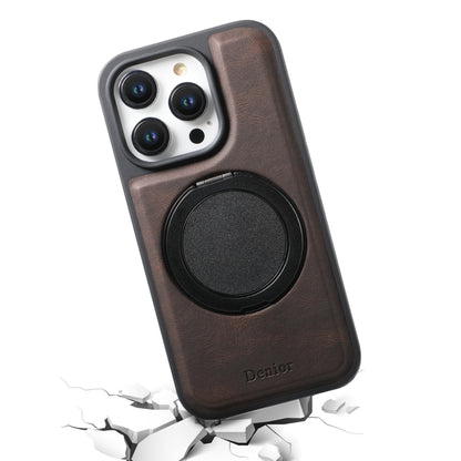 For iPhone 16 Plus Denior A14 Skin Feel Rotating Holder MagSafe Phone Case(Brown) - iPhone 16 Plus Cases by Denior | Online Shopping UK | buy2fix