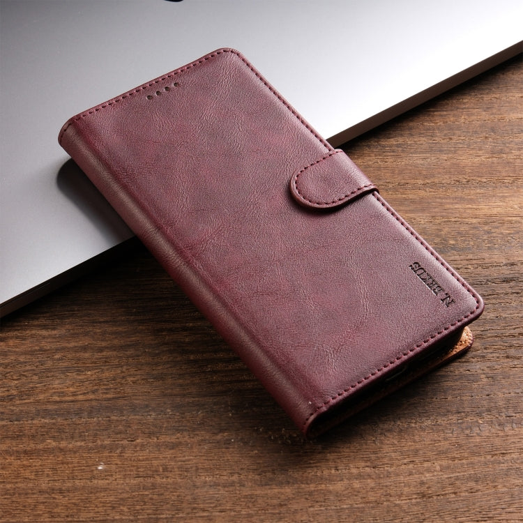 For iPhone 15 Pro Max N.BEKUS CSJ-P1 Solid Color Leather Phone Case(Wine Red) - iPhone 15 Pro Max Cases by N.BEKUS | Online Shopping UK | buy2fix