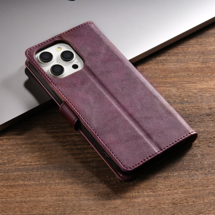 For iPhone 15 Pro Max N.BEKUS CSJ-P1 Solid Color Leather Phone Case(Wine Red) - iPhone 15 Pro Max Cases by N.BEKUS | Online Shopping UK | buy2fix