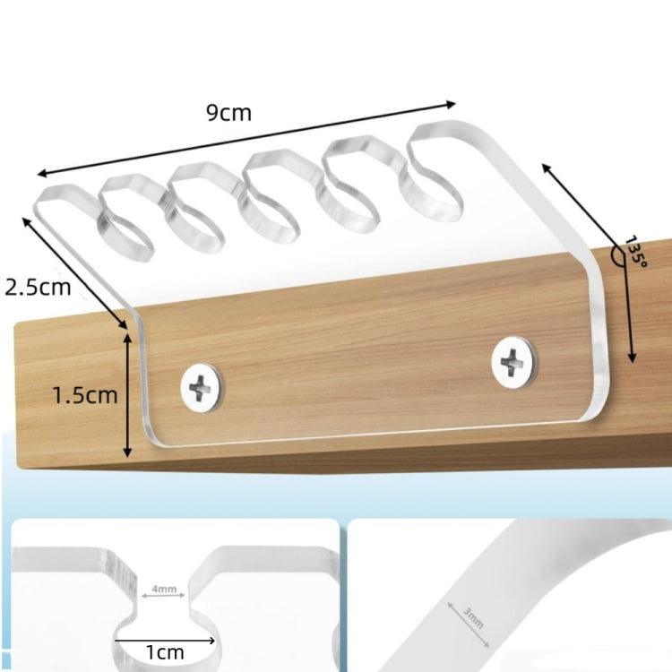 2pcs / Pack Acrylic Data Cable Storage Rack Charging Cable Storage Hook(Transparent) - Cable Organizer by buy2fix | Online Shopping UK | buy2fix