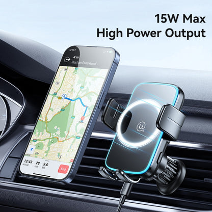 USAMS CD230 15W Accurate Aligment Wireless Charging Car Phone Holder with Suction Cup(Black) - Wireless Charger Holders by USAMS | Online Shopping UK | buy2fix