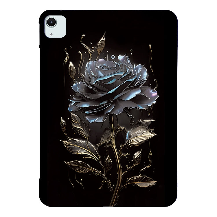 For iPad Air 13 2024 Color Painting Pattern Smart Tablet TPU Case(Black Rose) - iPad Air 13 2024 Cases by buy2fix | Online Shopping UK | buy2fix