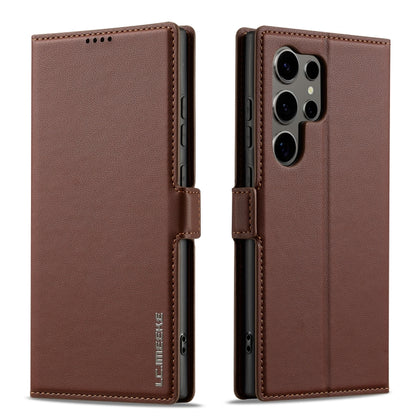 For Samsung Galaxy S24 Ultra 5G LC.IMEEKE L1 Series Frosted Fine Texture PU Phone Case(Brown) - Galaxy S24 Ultra 5G Cases by LC.IMEEKE | Online Shopping UK | buy2fix