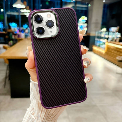 For iPhone 11 Pro Max Carbon Fiber Texture MagSafe Magnetic Shockproof Phone Case(Purple) - iPhone 11 Pro Max Cases by buy2fix | Online Shopping UK | buy2fix