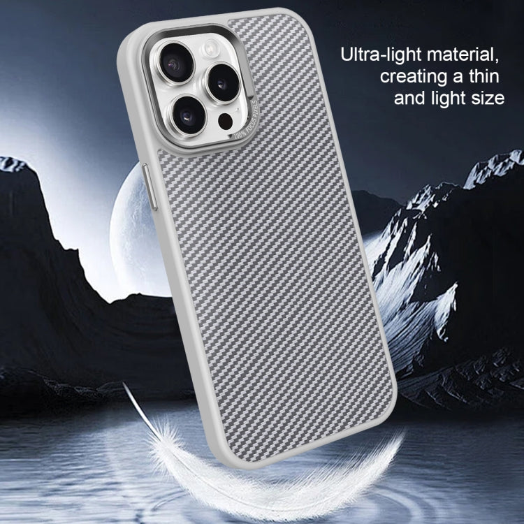 For iPhone 16 Pro Carbon Fiber Texture MagSafe Magnetic Shockproof Phone Case(Grey) - iPhone 16 Pro Cases by buy2fix | Online Shopping UK | buy2fix