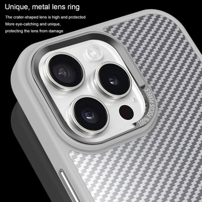 For iPhone 12 Carbon Fiber Texture MagSafe Magnetic Shockproof Phone Case(Grey) - iPhone 12 / 12 Pro Cases by buy2fix | Online Shopping UK | buy2fix