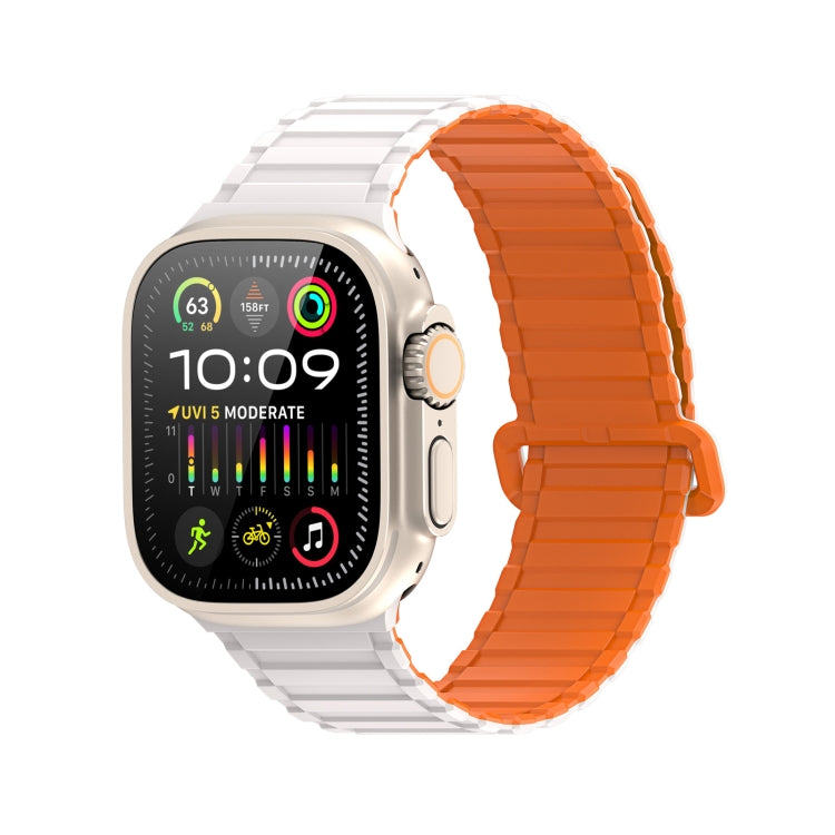 For Apple Watch Series 7 45mm DUX DUCIS KJ Series Magnetic Buckle Silicone Watch Band(Starlight Orange) - Watch Bands by DUX DUCIS | Online Shopping UK | buy2fix