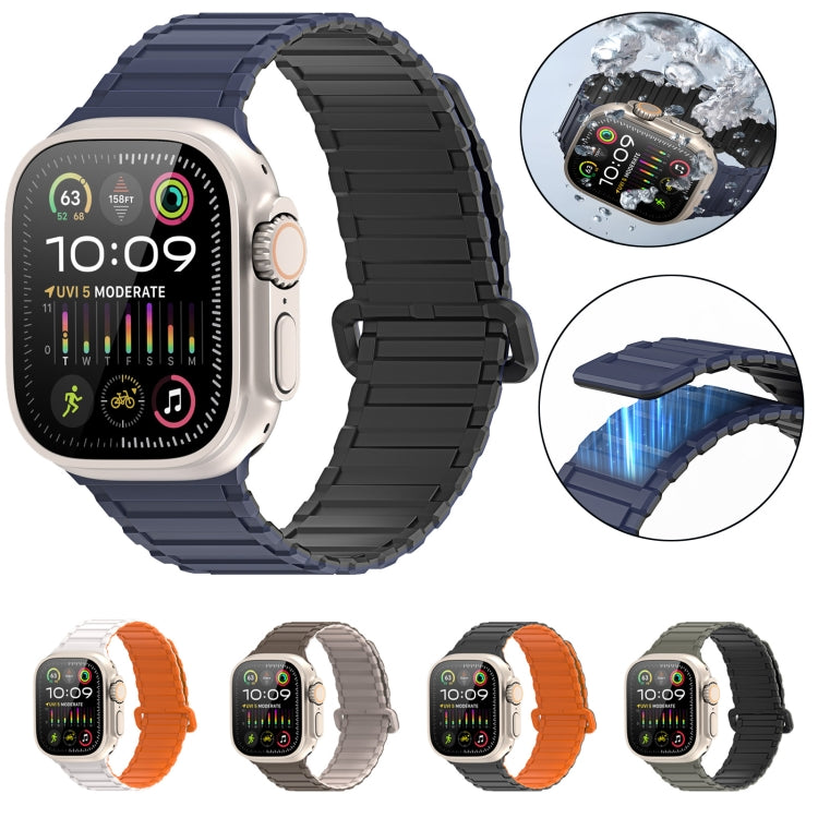 For Apple Watch Series 4 44mm DUX DUCIS KJ Series Magnetic Buckle Silicone Watch Band(Black Blue) - Watch Bands by DUX DUCIS | Online Shopping UK | buy2fix