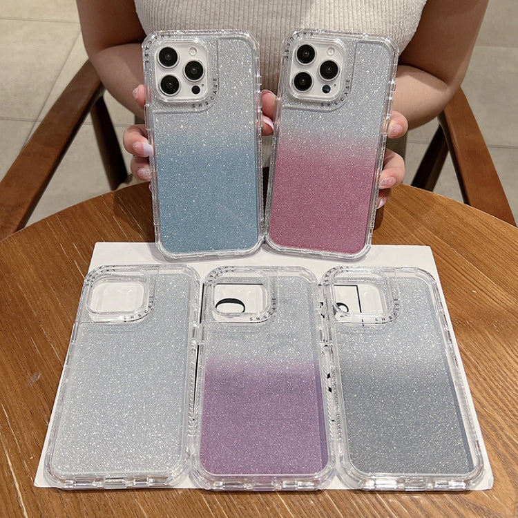 For iPhone 16 TPU + PC + Glitter Paper Full Coverage Phone Case(Grey) - iPhone 16 Cases by buy2fix | Online Shopping UK | buy2fix