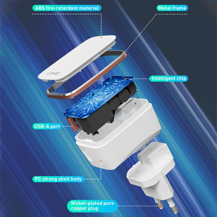 LDNIO A1204Q QC3.0 18W USB Fast Charger with 1m USB to 8 Pin Cable, Plug Type:UK Plug(White Gold) - USB Charger by LDNIO | Online Shopping UK | buy2fix