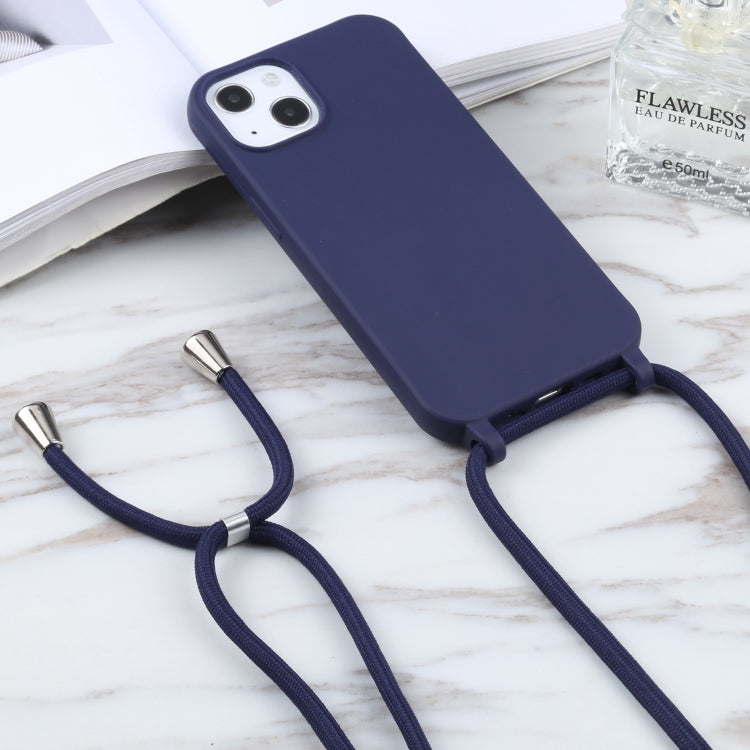 For iPhone 16 Pro Candy Colors TPU Protective Phone Case with Lanyard (Dark Blue) - iPhone 16 Pro Cases by buy2fix | Online Shopping UK | buy2fix