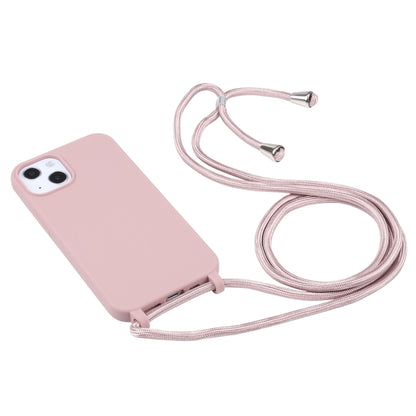 For iPhone 16 Candy Colors TPU Protective Phone Case with Lanyard(Rose Gold) - iPhone 16 Cases by buy2fix | Online Shopping UK | buy2fix