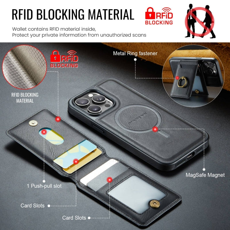 For iPhone 15 Plus DG.MING K1 MagSafe Detachable Wallet RFID Back Cover Phone Case(Black) - iPhone 15 Plus Cases by DG.MING | Online Shopping UK | buy2fix