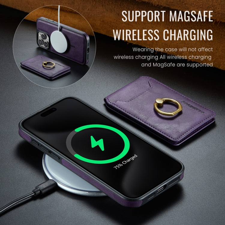 For iPhone 15 Plus DG.MING K1 MagSafe Detachable Wallet RFID Back Cover Phone Case(Purple) - iPhone 15 Plus Cases by DG.MING | Online Shopping UK | buy2fix