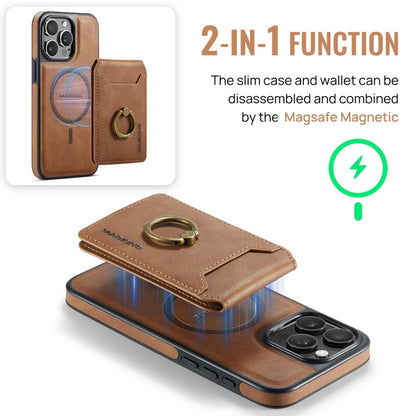 For iPhone 14 Pro DG.MING K1 MagSafe Detachable Wallet RFID Back Cover Phone Case(Brown) - iPhone 14 Pro Cases by DG.MING | Online Shopping UK | buy2fix