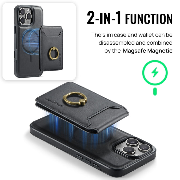 For iPhone 16 Pro Max DG.MING K1 MagSafe Detachable Wallet RFID Back Cover Phone Case(Black) - iPhone 16 Pro Max Cases by DG.MING | Online Shopping UK | buy2fix