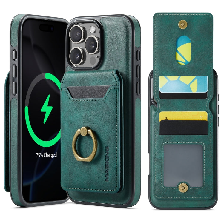 For iPhone 16 Pro Max DG.MING K1 MagSafe Detachable Wallet RFID Back Cover Phone Case(Green) - iPhone 16 Pro Max Cases by DG.MING | Online Shopping UK | buy2fix