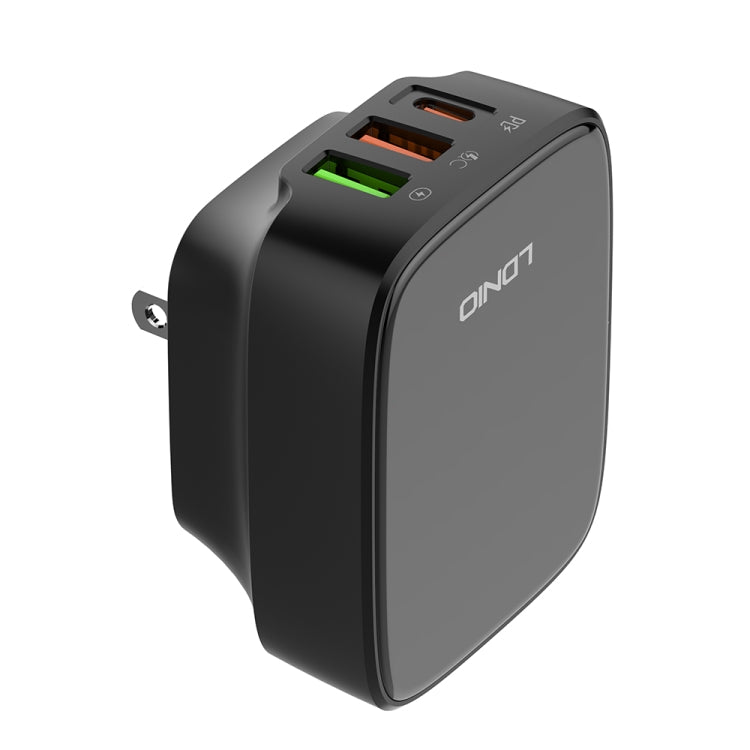 LDNIO Q334 32W Type-C + Dual USB Port Charger with 1m 8 Pin Data Cable, Plug Type:US Plug(Black) - USB Charger by LDNIO | Online Shopping UK | buy2fix