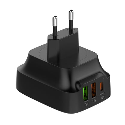 LDNIO Q334 32W Type-C + Dual USB Port Charger with 1m USB-C / Type-C to 8 Pin Data Cable, Plug Type:EU Plug(Black) - USB Charger by LDNIO | Online Shopping UK | buy2fix