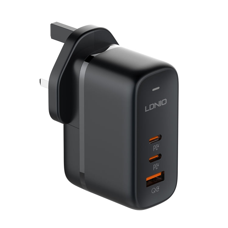 LDNIO Q366 65W USB + Dual Type-C Port Charger with 1m USB-C / Type-C to USB-C / Type-C Data Cable, Plug Type:UK Plug(Black) - USB Charger by LDNIO | Online Shopping UK | buy2fix