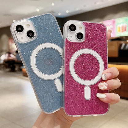 For iPhone 16 Acrylic Transparent Glitter MagSafe Phone Case(Blue) - iPhone 16 Cases by buy2fix | Online Shopping UK | buy2fix