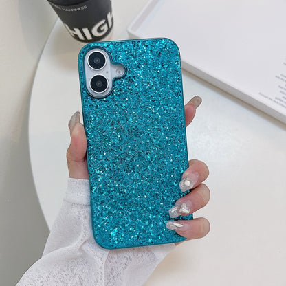 For iPhone 16 Glitter Powder Shockproof TPU Phone Case(Blue) - iPhone 16 Cases by buy2fix | Online Shopping UK | buy2fix