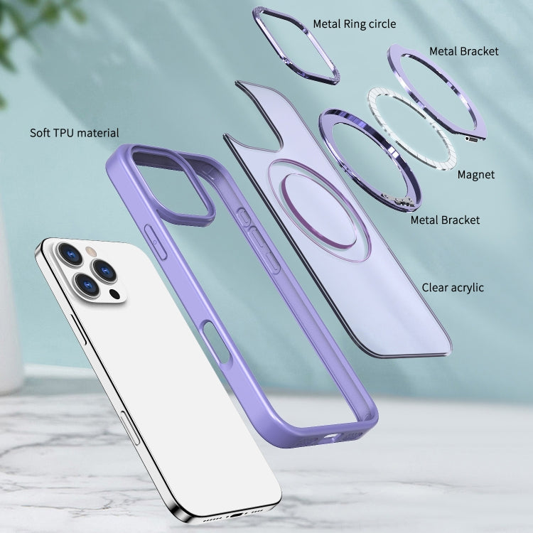 For iPhone 16 Pro Max Wing Series MagSafe Magnetic Ring Holder Phone Case(Light Purple) - iPhone 16 Pro Max Cases by buy2fix | Online Shopping UK | buy2fix