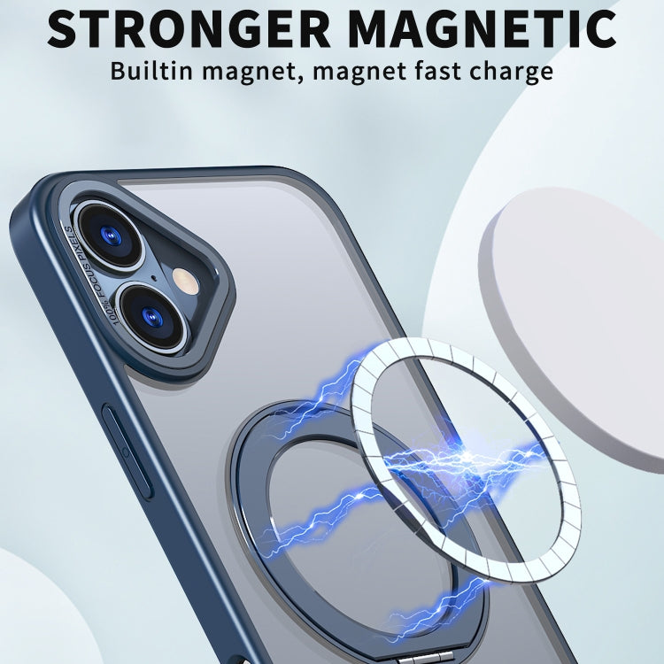 For iPhone 16 Wing Series MagSafe Magnetic Ring Holder Phone Case(Blue) - iPhone 16 Cases by buy2fix | Online Shopping UK | buy2fix