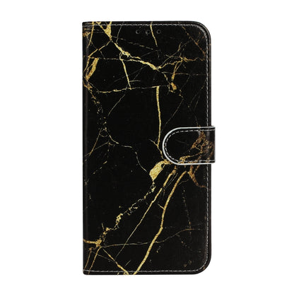 For iPhone 16 Pro Max Colored Drawing Marble Pattern Leather Phone Case(Black Gold Marble) - iPhone 16 Pro Max Cases by buy2fix | Online Shopping UK | buy2fix