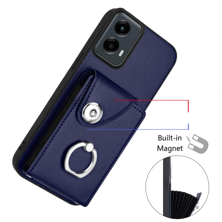 For Motorola Moto G 5G 2024 Organ Card Bag Ring Holder Phone Case(Blue) - Motorola Cases by buy2fix | Online Shopping UK | buy2fix