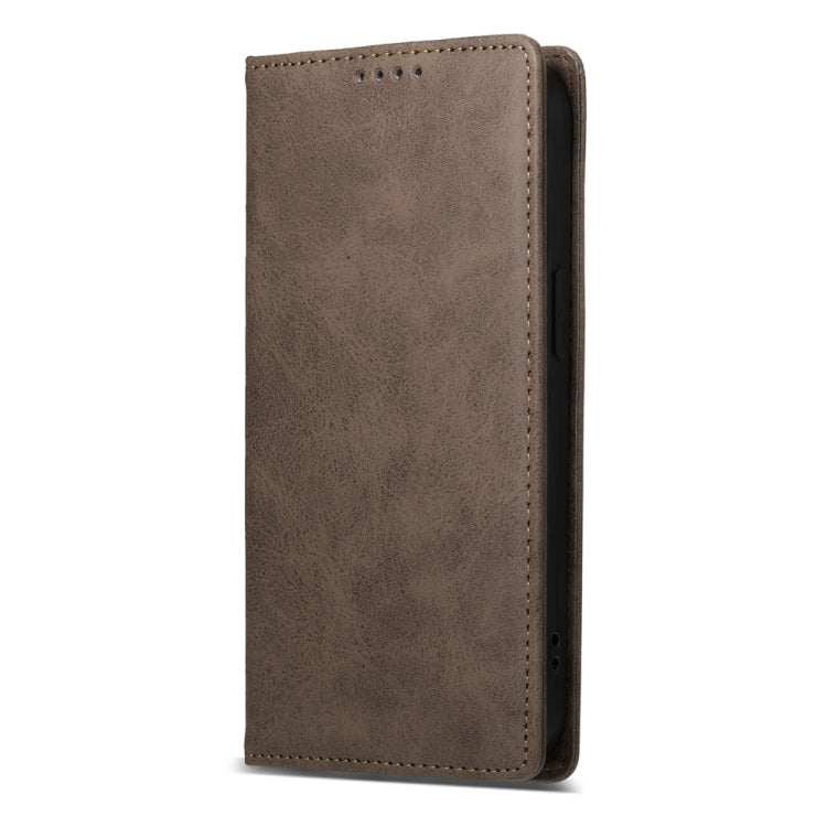 For iPhone 16 Pro Max Business Solid Color Magnetic RFID Leather Phone Case(Brown) - iPhone 16 Pro Max Cases by buy2fix | Online Shopping UK | buy2fix